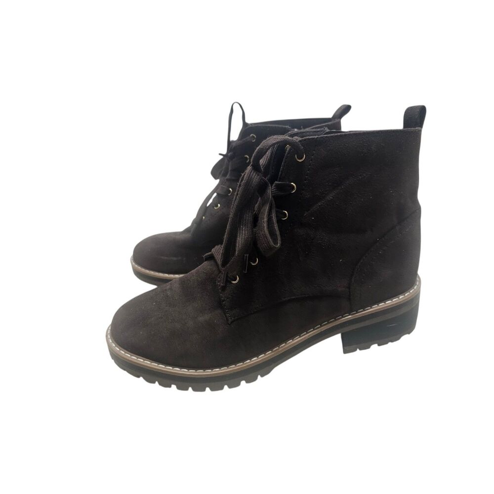 Kensie Kasha Brown Lace Up Boots with Side Zipper 8